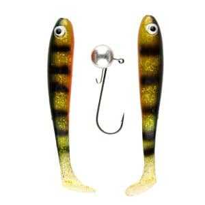 IFISH The Demon Shad 10cm, 2-pack including Jig Head - Fluo Perch