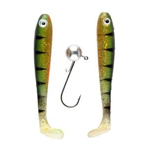 IFISH The Demon Shad 10cm, 2-pack including Jig Head - Hot Perch