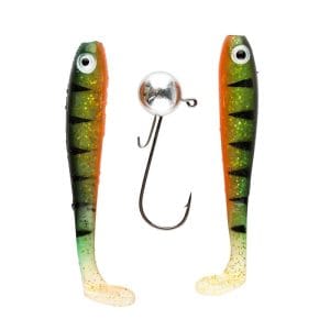 IFISH The Demon Shad 7cm, 2-pack inkl. Jiggskalle - Hot Perch